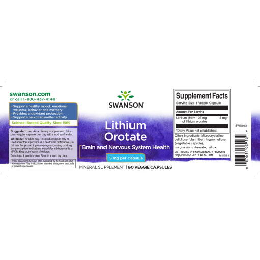 Swanson - Lithiumorotat, 5 mg - 60 Kapseln – Bild 3
