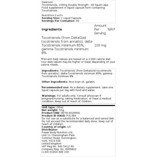 Swanson - Tocotrienole, 50 mg - 60 Weichkapseln – Bild 3