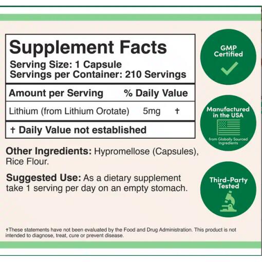Double Wood - Lithiumorotat 5mg - 210 vegane Kapseln – Bild 5