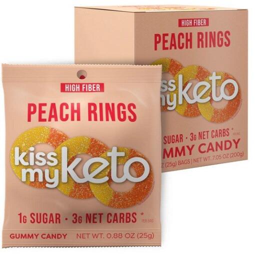 Kiss My Keto - Peach Rings Keto Gummies - 8 x 25g