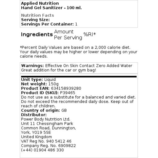 Applied Nutrition - Handdesinfektionsgel - 100 ml – Bild 2