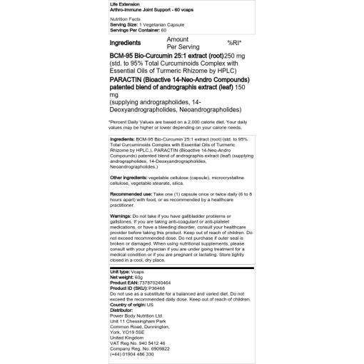 Life Extension - Arthro-Immun Gelenkunterstützung - 60 Kapseln – Bild 2