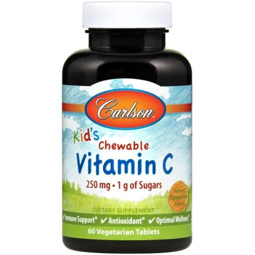 Carlson Labs - Kinder Kautabletten mit Vitamin C, 250 mg natürliche Mandarine - 60 vegetarische Tabletten