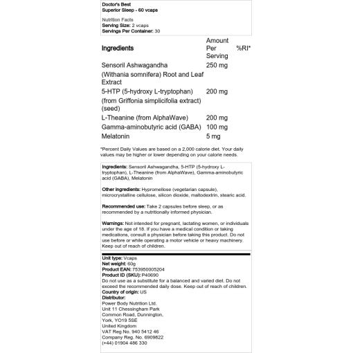 Doctor's Best - Überlegener Schlaf - 60 Kapseln – Bild 2