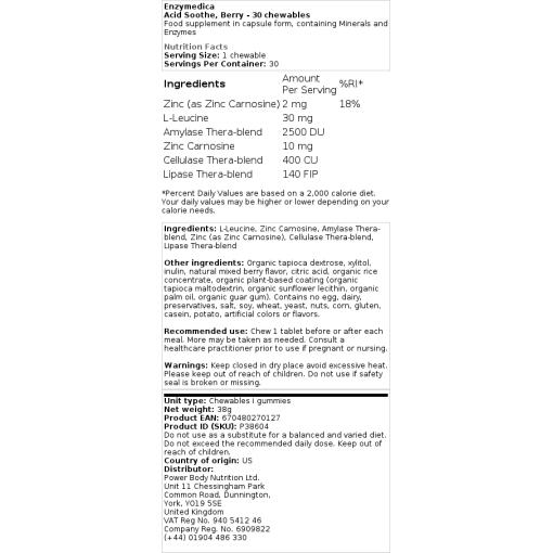 Enzymedica - Säureberuhigung, Beere - 30 Kautabletten – Bild 2