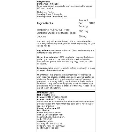 Enzymedica - Berberin - 60 Kapseln – Bild 2
