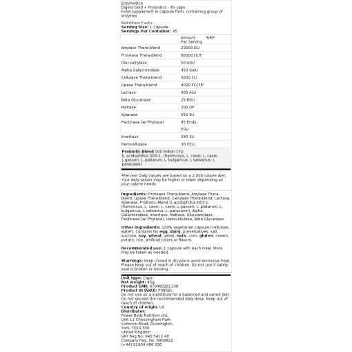 Enzymedica - Digest Gold + Probiotika - 90 Kapseln – Bild 2