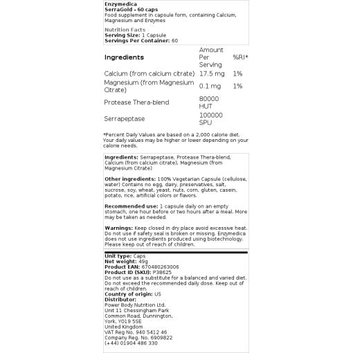 Enzymedica - SerraGold - 60 Kapseln – Bild 2