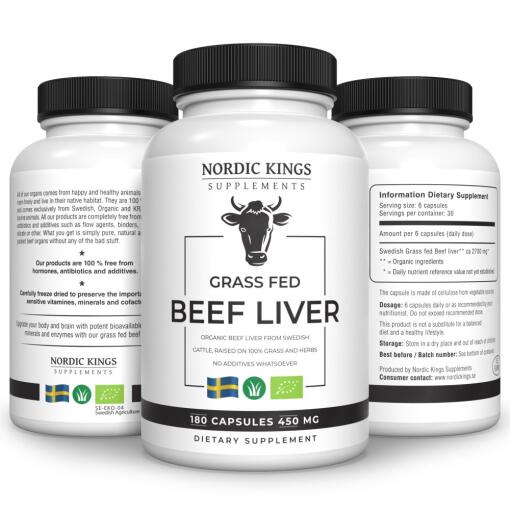 Nordic Kings - Nordische Könige 100% Grasgefütterte Bio-Rinderleber - 180 Kapseln – Bild 2