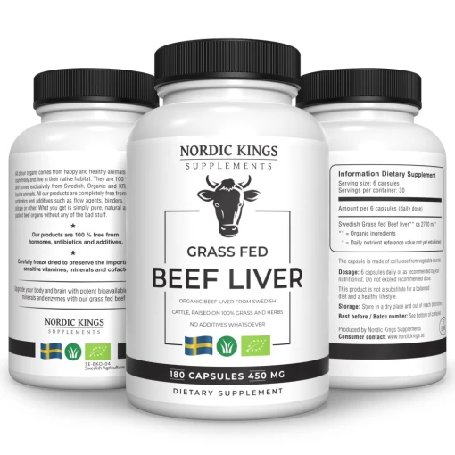 Nordic Kings - Nordische Könige 100% Grasgefütterte Bio-Rinderleber - 180 Kapseln – Bild 2