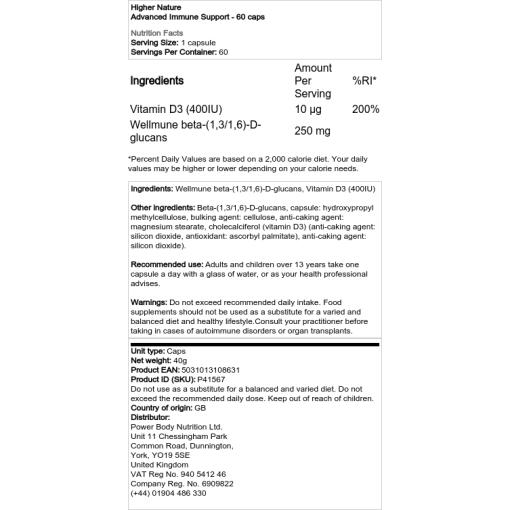 Higher Nature - Fortgeschrittene Immunabwehr - 60 Kapseln – Bild 2