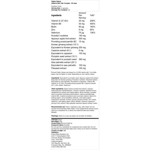 Higher Nature - Aeterna Komplex für Männerhaar - 60 Kapseln – Bild 2