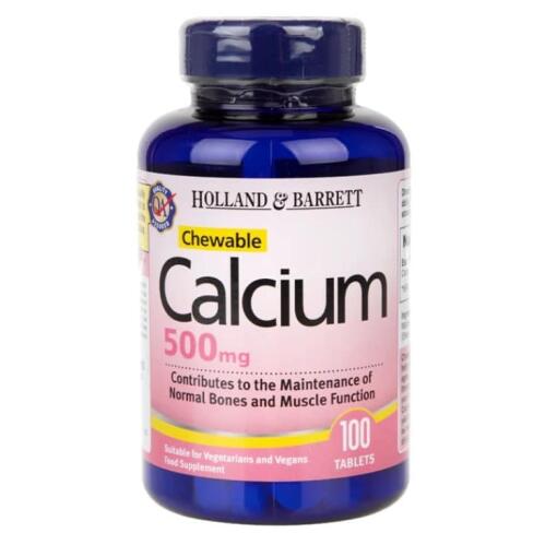 Holland & Barrett - Kautabletten mit 500mg Calcium - 100 Tabletten