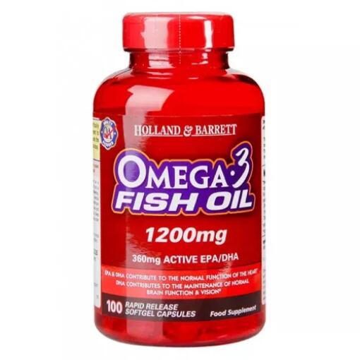 Holland & Barrett - Omega-3 Fischöl, 1200 mg - 100 Weichkapseln