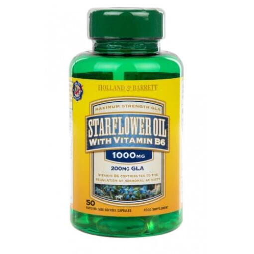 Holland & Barrett - Nachtkerzenöl 1000mg mit Vitamin B6 - 50 Kapseln