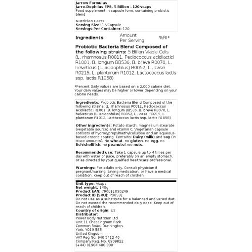 Jarrow Formulas - Jarro-Dophilus EPS, 5 Milliarden KBE - 60 Kapseln – Bild 2