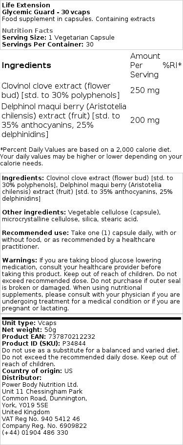 Life Extension - Glykämischer Schutz - 30 Kapseln – Bild 2