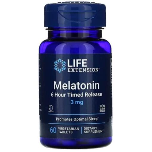 Life Extension - Melatonin 6-Stunden-zeitverzögerte Freisetzung, 3 mg - 60 vegetarische Tabletten