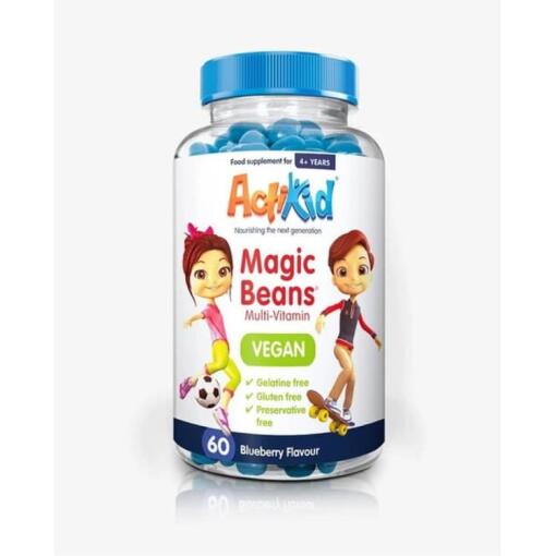 ActiKid - Magische Bohnen Multi-Vitamin - Vegan, Blaubeergeschmack - 60 Bohnen