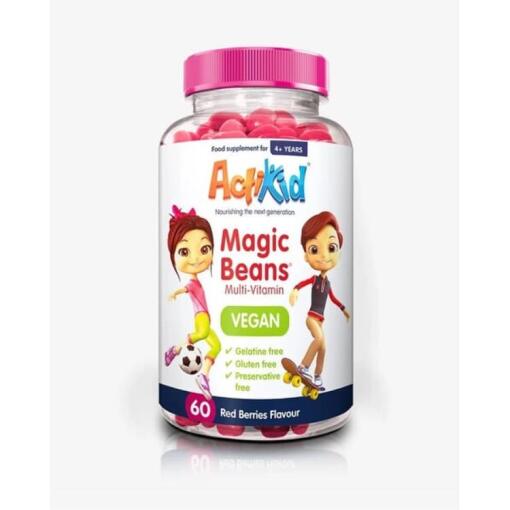ActiKid - Magische Bohnen Multi-Vitamin - Vegan, Rote Beeren Geschmack - 60 Stück