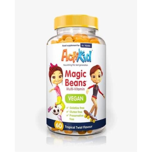 ActiKid - Magische Bohnen Multi-Vitamin - Vegan, Tropischer Geschmack - 60 Bohnen
