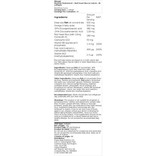 Minami - Morepa Cholesterin + Roter Reishefe & CoQ-10 - 30 Weichgelkapseln – Bild 2