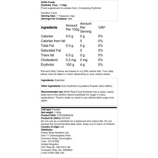 NOW Foods - Reines Erythritol, 454g – Bild 2