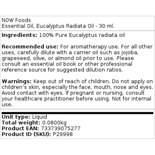 NOW Foods - Ätherisches Eukalyptus-Radiata-Öl - 30 ml – Bild 2