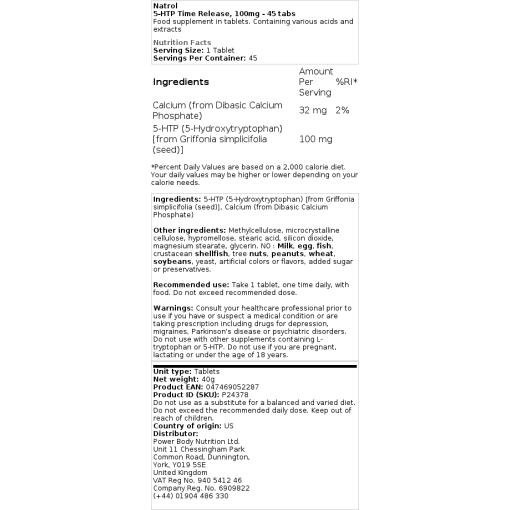 Natrol - 5-HTP mit zeitverzögerter Freisetzung, 200 mg - 30 Tabletten – Bild 2