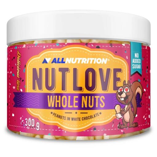 Nutlove Hele Nødder, Jordnødder i Hvid Chokolade - 300g