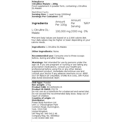 Primaforce - Citrullinmalat - 200 g – Bild 2