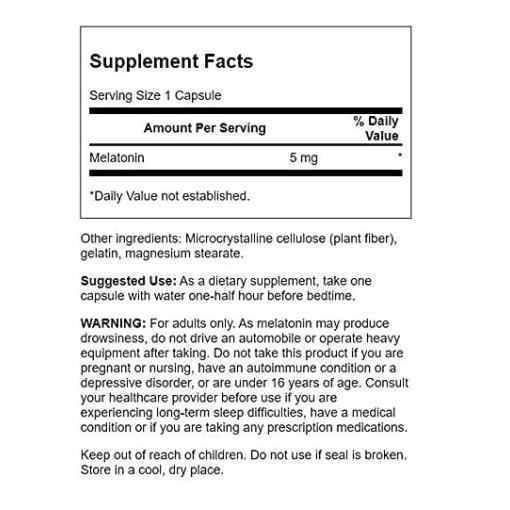 Swanson - Melatonin 5mg - 60 Kapseln – Bild 3