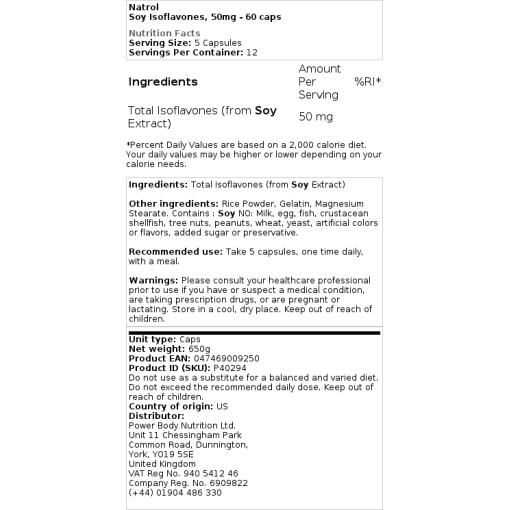 Natrol - Sojaisoflavone, 50 mg - 60 Kapseln – Bild 2