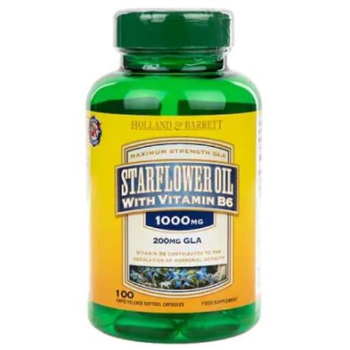 Holland & Barrett - Nachtkerzenöl 1000mg mit Vitamin B6 - 100 Kapseln