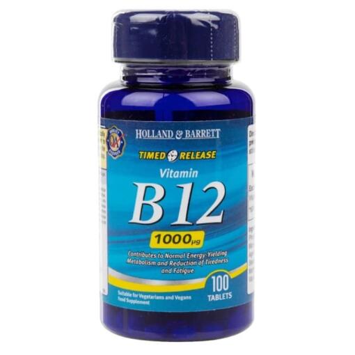 Holland & Barrett - Vitamin B12 mit zeitverzögerter Freisetzung, 1000 mcg - 100 Tabletten