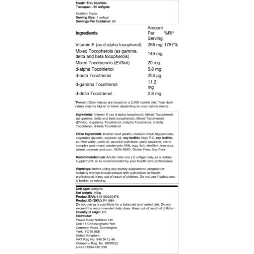 Health Thru Nutrition - Tocospan - 60 Weichkapseln – Bild 2