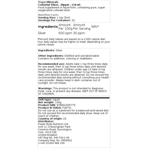 Trace Minerals - Kolloidales Silber, 30 ppm - 473 ml – Bild 2