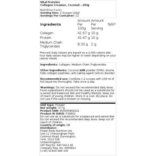 Vital Proteins - Kollagencreme mit Vanillegeschmack - 305g – Bild 2