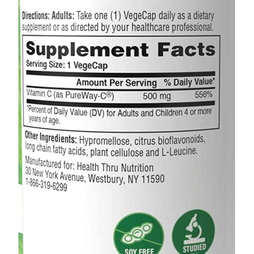 Health Thru Nutrition - Vitamin C, 500 mg - 360 Kapseln – Bild 2