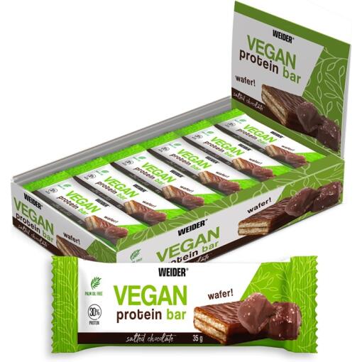 Weider - Vegansk Proteinbar, Saltet Chokolade - 12 x 35g