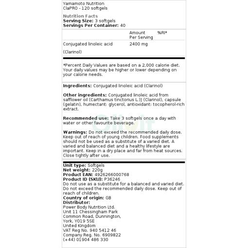 Yamamoto Nutrition - ClaPRO - 120 Weichkapseln – Bild 2