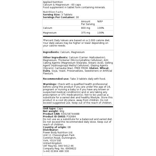 Applied Nutrition - Calcium‌ & Magnesium er et kosttilskud