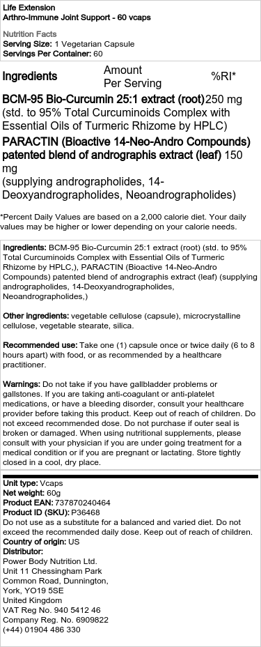 Life Extension - Arthro-Immun Gelenkunterstützung - 60 Kapseln – Bild 2