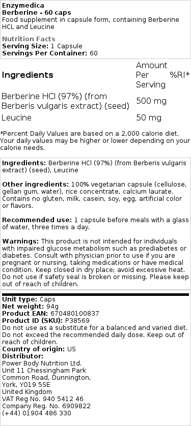 Enzymedica - Berberin - 60 Kapseln – Bild 2