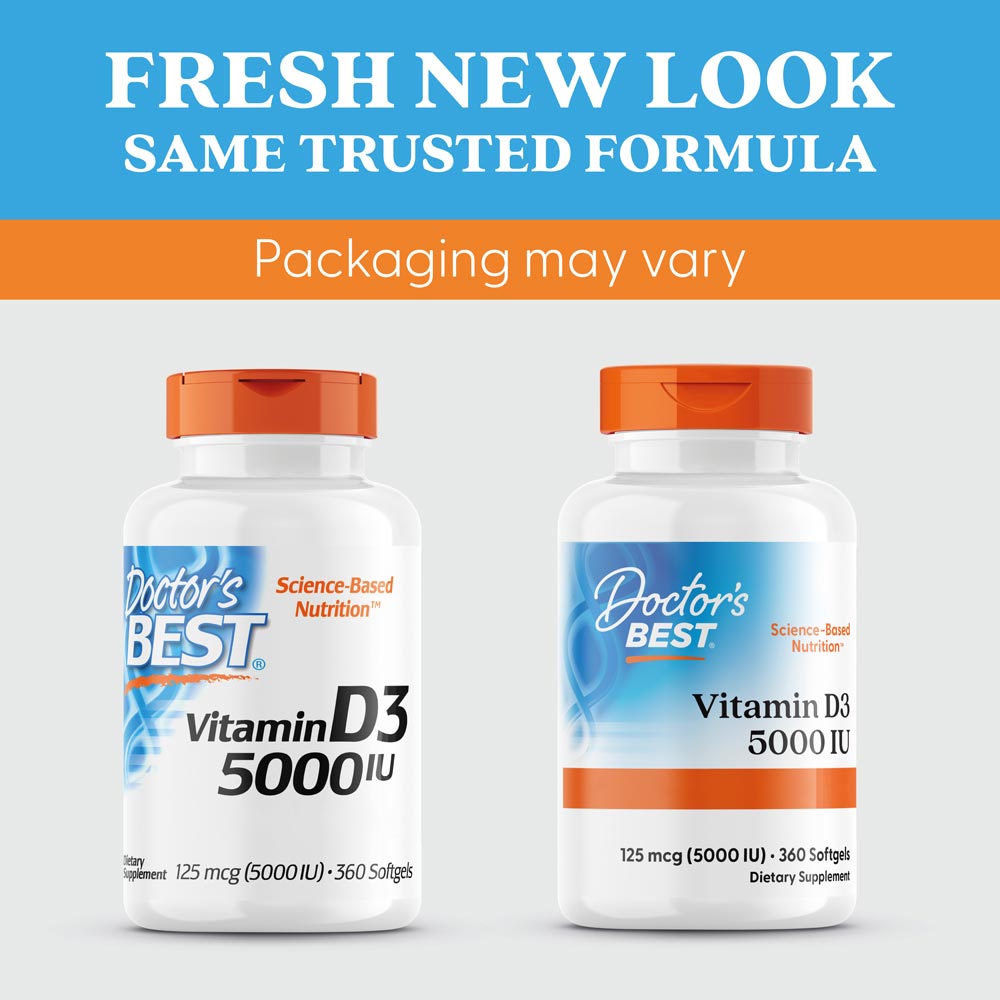 Doctor's Best - Vitamin D3, 5000 IE - 360 Weichkapseln – Bild 6