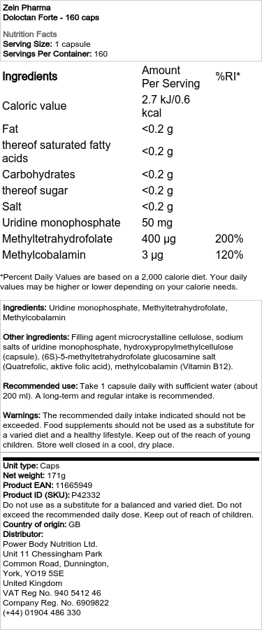 Zein Pharma - Doloctan Forte - 160 Kapseln – Bild 2
