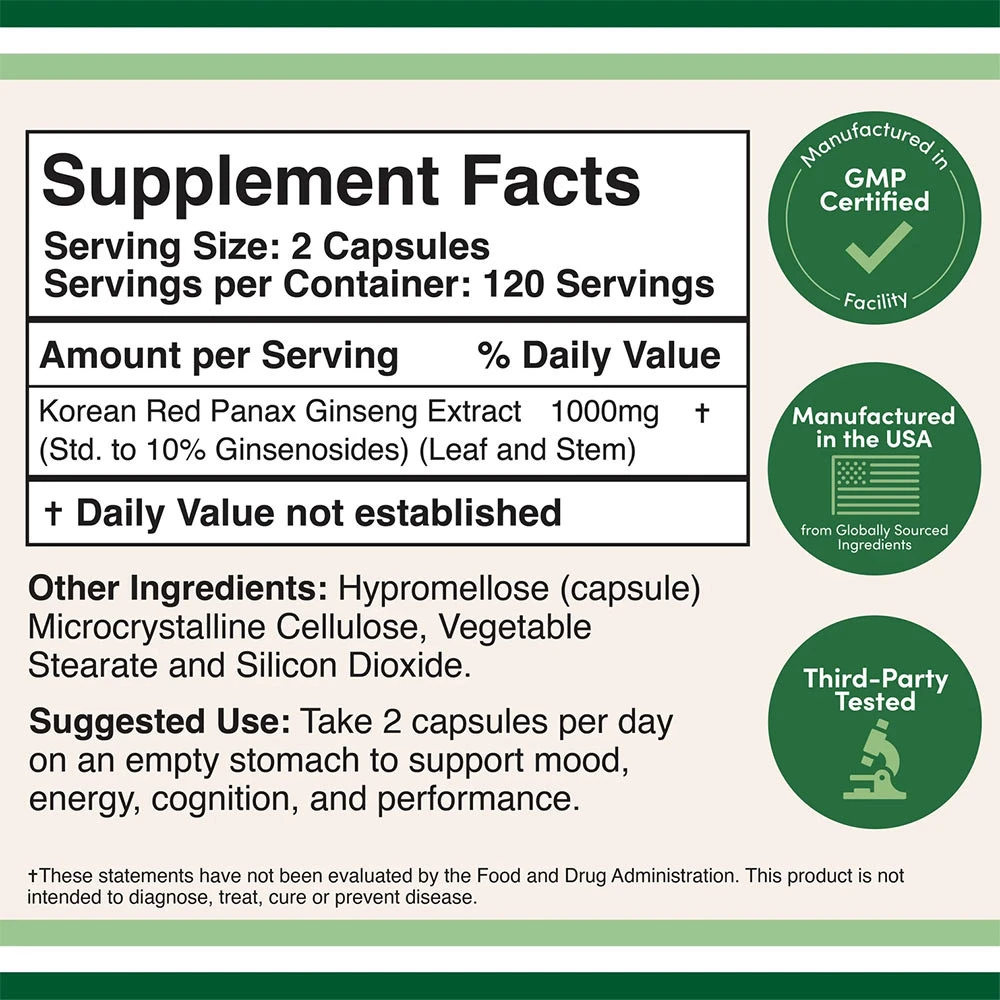 Double Wood Supplements - Koreanischer Panax Ginseng (240 Kapseln) – Bild 2