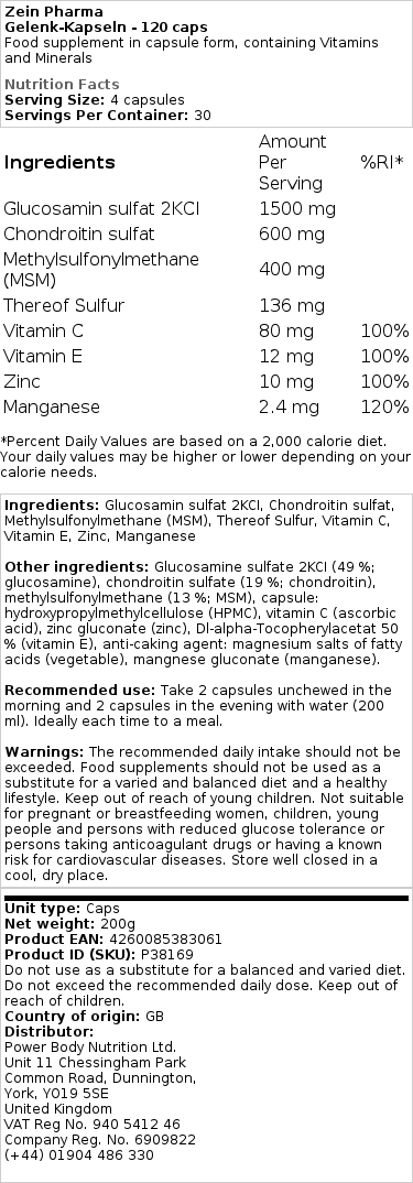 Zein Pharma - Gelenkkapseln - 120 Kapseln – Bild 2