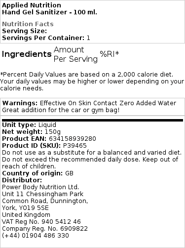 Applied Nutrition - Handdesinfektionsgel - 100 ml – Bild 2