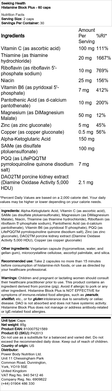 Seeking Health - Histamin Block Plus - 60 Kapseln – Bild 2